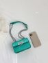 Mini Flap Square Bag Crocodile Embossed Metallic Funky