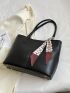 Twilly Scarf Decor Shoulder Tote Bag Medium Black