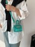 Mini Flap Square Bag Metallic Crocodile Embossed Funky
