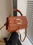 Crocodile Embossed Square Bag Buckle Decor Flap For Work