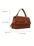 Crocodile Embossed Square Bag Buckle Decor Flap For Work