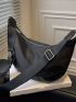 Medium Hobo Bag Black Minimalist Adjustable Strap For Daily