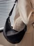 Medium Hobo Bag Black Minimalist Adjustable Strap For Daily