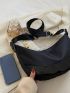 Medium Hobo Bag Black Minimalist Adjustable Strap For Daily