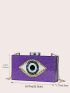 Sequins Purple Box Bag Acrylic Clutch Bag Glitter Purse Evening Handbag For Party