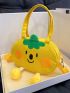 Cartoon Pumpkin Design Novelty Bag Yellow Cute Double Handle For Daily