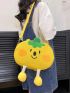 Cartoon Pumpkin Design Novelty Bag Yellow Cute Double Handle For Daily