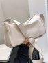 Medium Hobo Bag Beige Minimalist Adjustable Strap For Daily