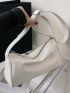 Medium Hobo Bag Beige Minimalist Adjustable Strap For Daily