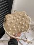 Small Straw Bag Paper Pearl Decor