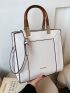Small Square Bag Elegant Litchi Embossed Letter Graphic Double Handle PU
