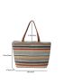 Striped Pattern Straw Bag Small Vacation