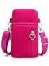 Pink Phone Wallet Heart Decor Zipper Adjustable-strap