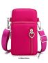 Pink Phone Wallet Heart Decor Zipper Adjustable-strap