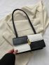Small Square Bag Colorblock Metal Decor Flap Top Handle For Daily