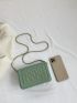 Rhinestone Decor Square Bag Mini Flap Green