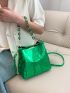 Crocodile Embossed Bucket Bag Metallic Green