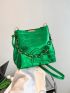 Crocodile Embossed Bucket Bag Metallic Green