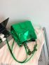 Crocodile Embossed Bucket Bag Metallic Green