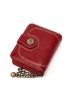 Trifold Small Wallet Vintage Litchi Embossed Zipper PU