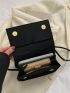 Mini Square Bag Fashionable Black Crocodile Embossed Flap Adjustable-strap