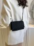 Mini Square Bag Fashionable Black Crocodile Embossed Flap Adjustable-strap