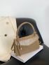 Small Square Bag Elegant Khaki Flap Adjustable-strap