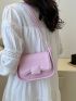 Small Saddle Bag Solid Pink Flap Design