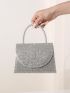 Mini Rhinestone Decor Glitter Square Bag Glamorous