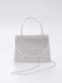 Mini Rhinestone Decor Glitter Square Bag Glamorous