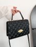 Metal Decor Square Bag Geometric Embossed