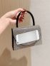 Mini Rhinestone Decor Flap Square Bag Top Handle