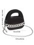 Mini Square Bag Chain Decor Double Handle