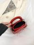 Mini Satchel Neon Red Chain Decor Funky