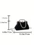 Ruched Detail Square Bag Pearl Decor Kiss Lock