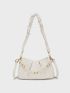Medium Hobo Bag Ruched Detail Pearl Decor