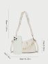 Medium Hobo Bag Ruched Detail Pearl Decor