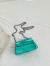 Small Square Bag Buckle Decor Metallic Pattern Chain Strap