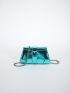 Small Square Bag Buckle Decor Metallic Pattern Chain Strap