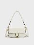 Small Flap Square Bag Metal Decor Braided Handle Contrast Binding