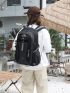 Medium Functional Backpack Colorblock Letter Pattern