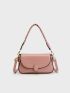 Small Flap Square Bag Contrast Binding Braided Handle