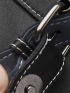 Stitch Detail Flap Backpack Buckle Design Waterproof