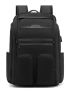 Minimalist Laptop Backpack Solid Black With USB Charging Port Multi-Pocket For Traveling