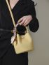 Solid Color Bucket Bag Double Handle With Twilly Scarf Decor