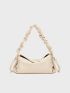 Medium Hobo Bag Ruched Strap Solid Color