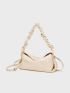 Medium Hobo Bag Ruched Strap Solid Color
