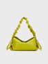 Medium Hobo Bag Ruched Strap Solid Color