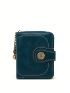 Solid Color Small Wallet Metal Flower Decor