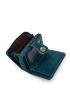 Solid Color Small Wallet Metal Flower Decor